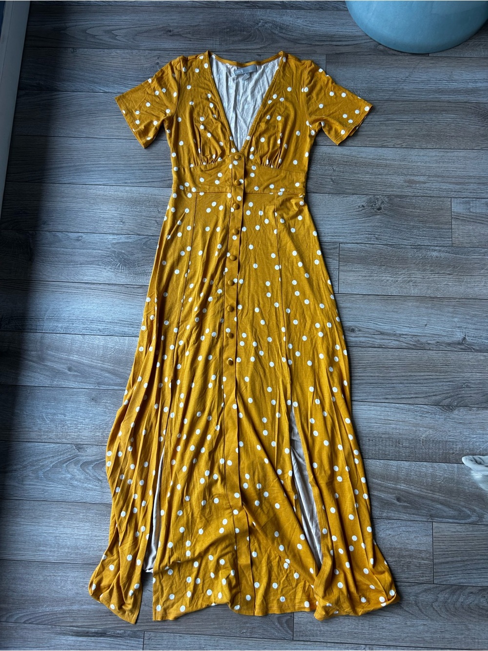ASOS Mustard Yellow Polka Dot Maxi Dress